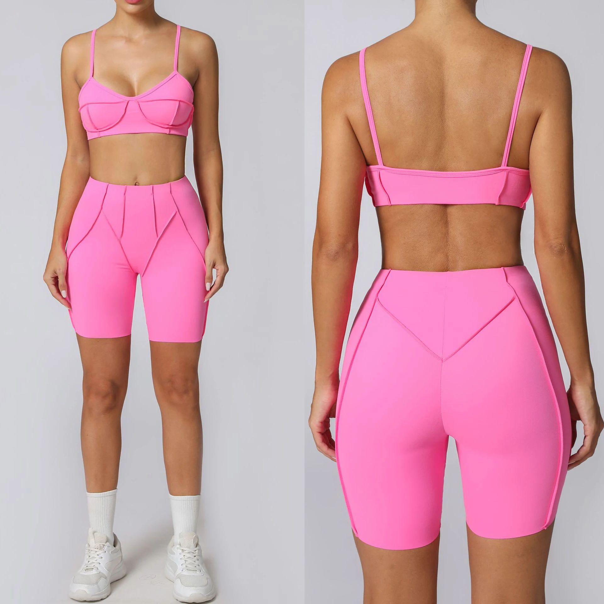 New Yoga Set Women Tracksuit Workout Short Athletic Suit Gym Push Up Legging Fitness Bra Sports Wear Active Wear