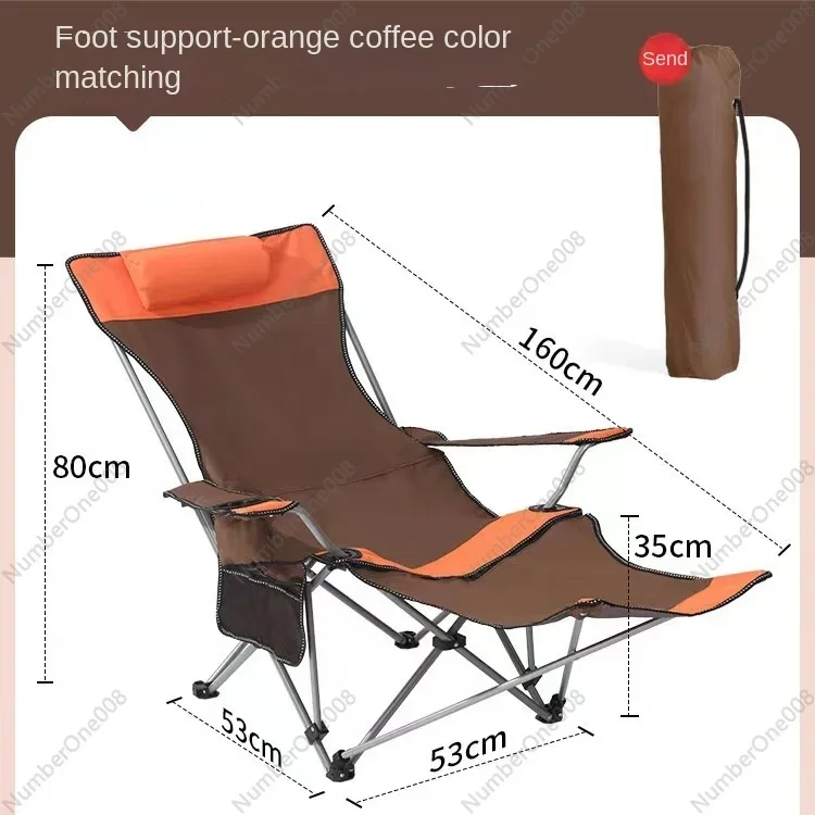 Outdoor Folding Chair Portable Camping Picnic Chair Dual-Use Leisure Fishing Chair Lunch Break Recliner Lunch Break Portable