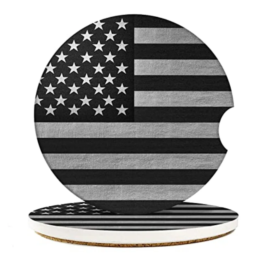 

Car Coasters for Drinks Absorbent, 2 Pack Cup Holders, 2.56" Ceramic Stone and Non-Scratch Cork Base Coasters Cupholder, Auto A