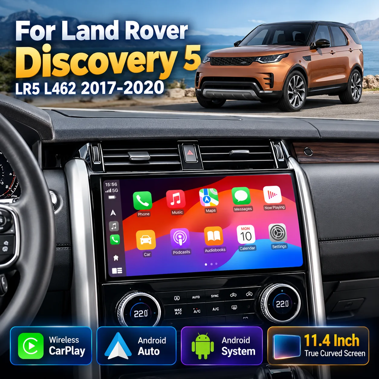 11.4 Inch Android Car Radio For Land Rover Discovery 5 LR5 L462 2017-2020 Multimedia Player Stereo GPS Navigation CarPlay