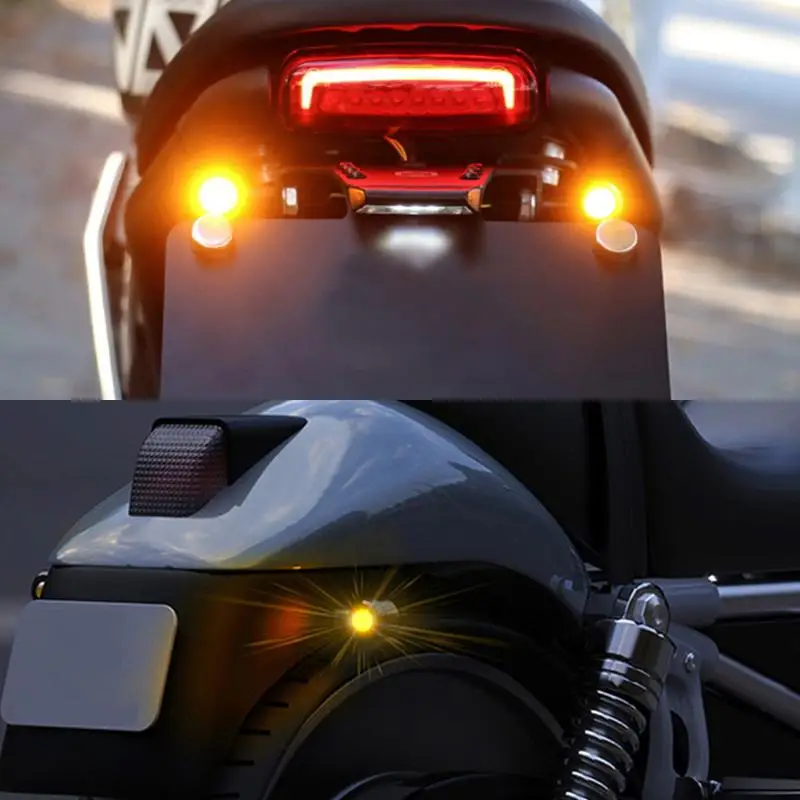 New 1Pair Motorcycle Turn Signals Mini LED  Flasher Light Indicator Blinker Lights Lamp 12V 8mm For XL883