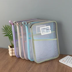L-type subject sorting bag Transparent file bag Zipper mesh large opening student carrying book bag exam storage bag for office