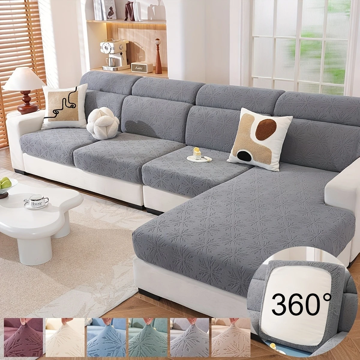 Upgraded Jacquard Elastic Sofa Cover with Removable Washable Geometric Pattern Pet Furniture Protection for Bedroom OfficeLiving