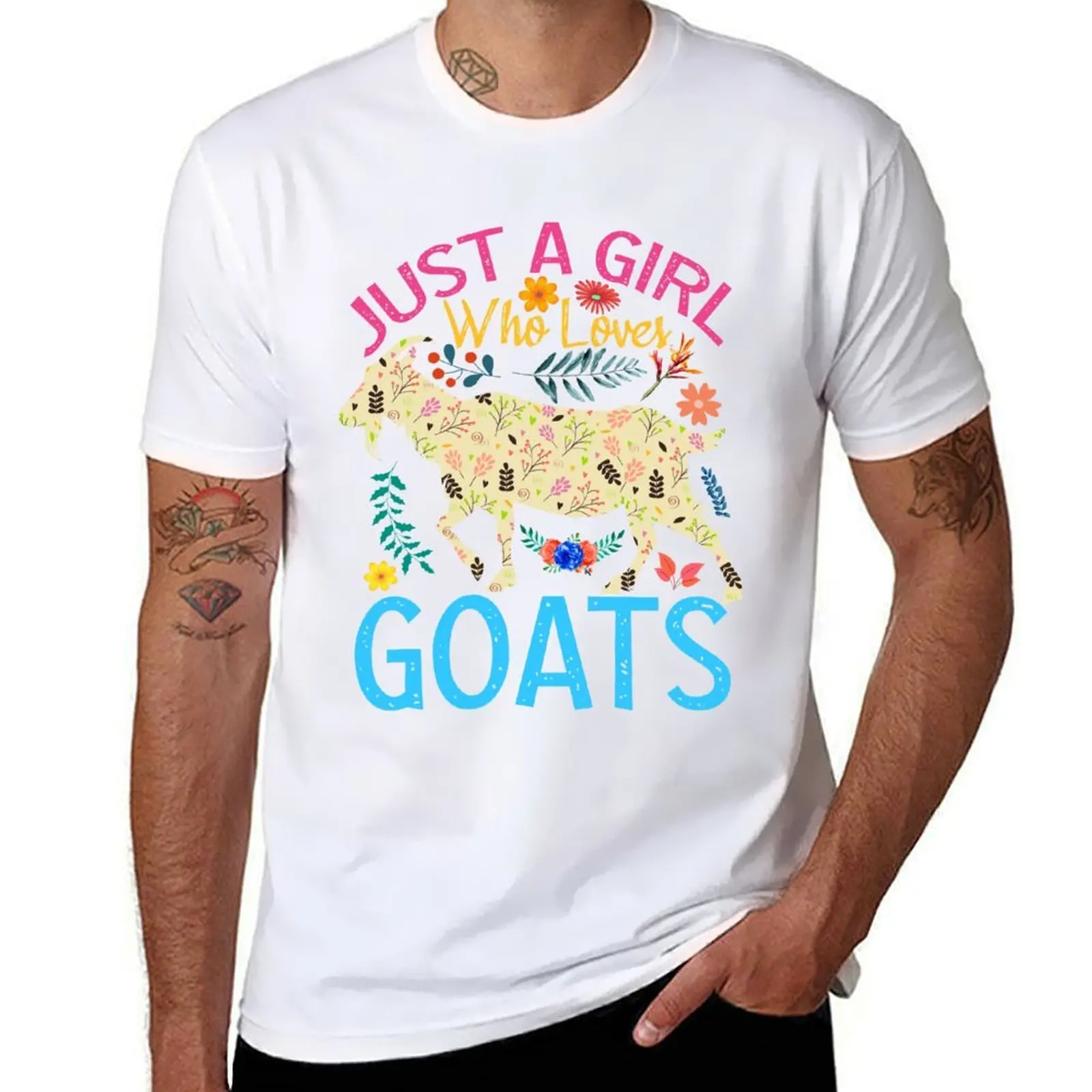 

Just A Girl Who Loves Goats T-Shirt cotton tshirt 100% t shirt for man 100 percent cotton T-Shirt