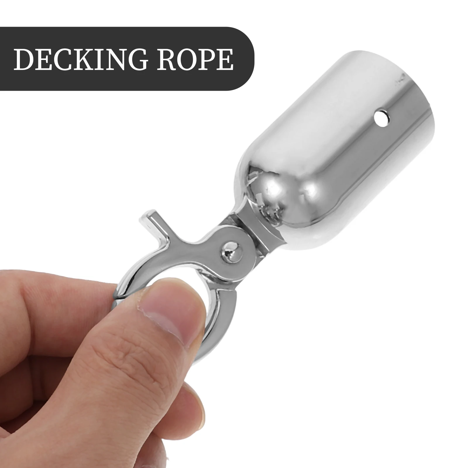 2Pcs Rope Stopper Silver Hook Decking Fittings Metal Cord Cap Clamp Handrail Stainless Metal Cord Lock Stopper Rope End Steel