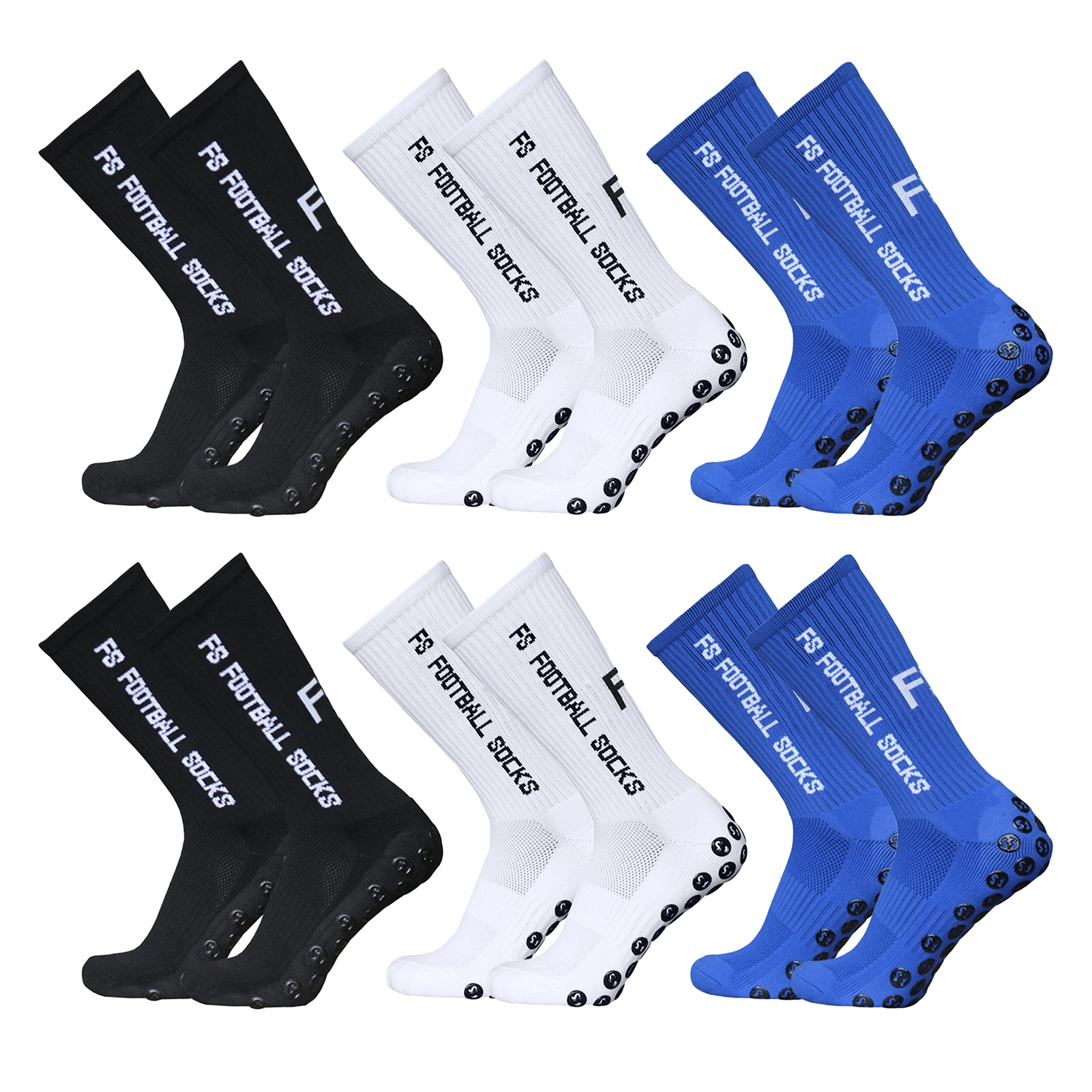 

6 Pairs Running Socks Outdoor Sports Cycling Stretch Socks Athletic Football Soccer Socks Anti Slip Socks with Grips