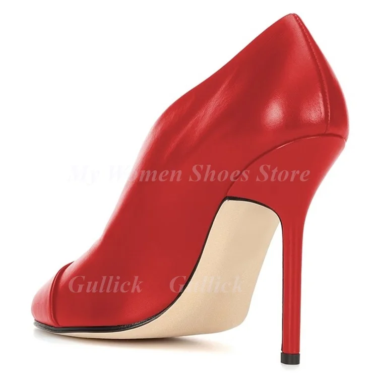 Red Matte Leather High Heel Pumps Square Toe Slip On Runway 2026 Spring Autumn Women Shoes Handmade Hot Sale New Arrivals