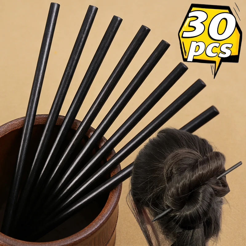 30pc Chinese Style Black Wooden Hairpins Artist Updo Insert Tapered Hairside Chopsticks Ponytail Holder DIY Chignon Finding Tool