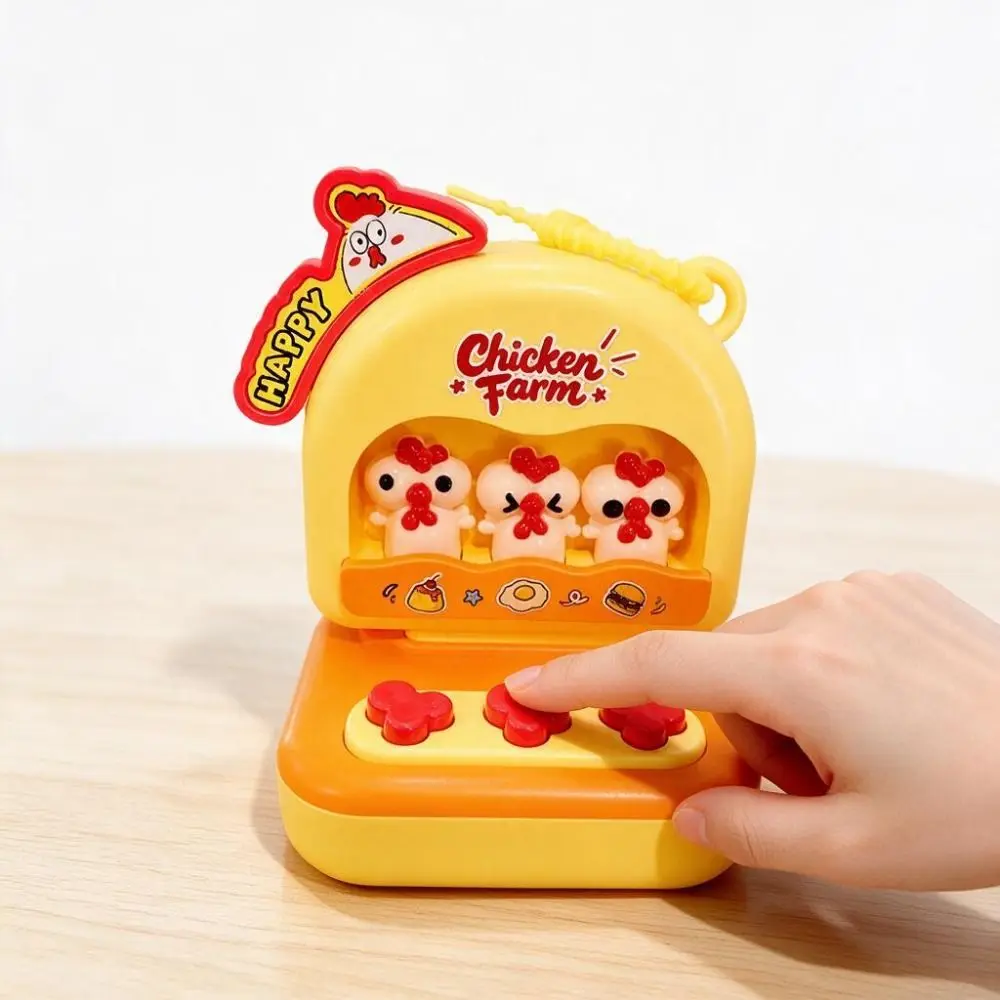 Cartoon Chick Fidget Game Console Key Chain Sounding Anti Anxiety Finger Press Stress-Relief Glowing Plastic