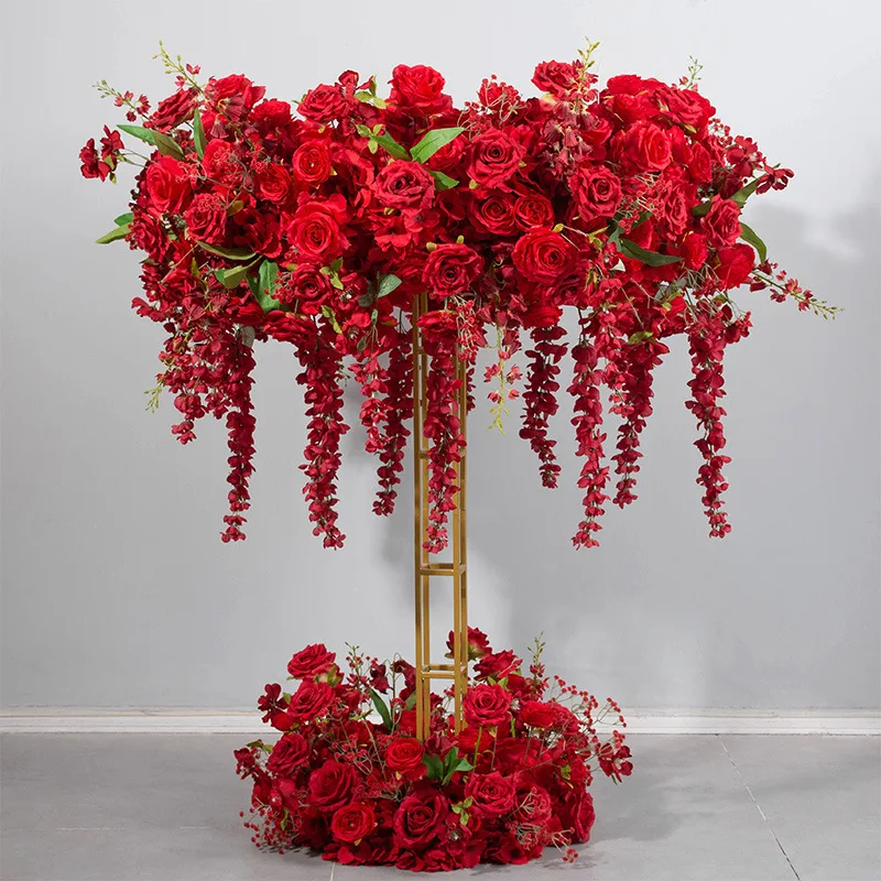 H-568 New Red Ferris Wheel Floral Wedding Table Decoration, Overseas Wedding Decoration Artificial Flowers