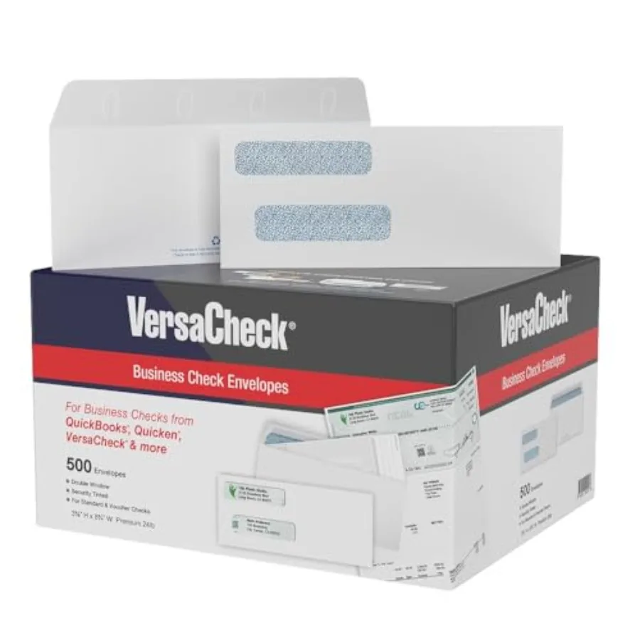 

500 NRP Business Double Window Security Standard and Voucher Check Envelopes - Compatible with business checks made from QuickB