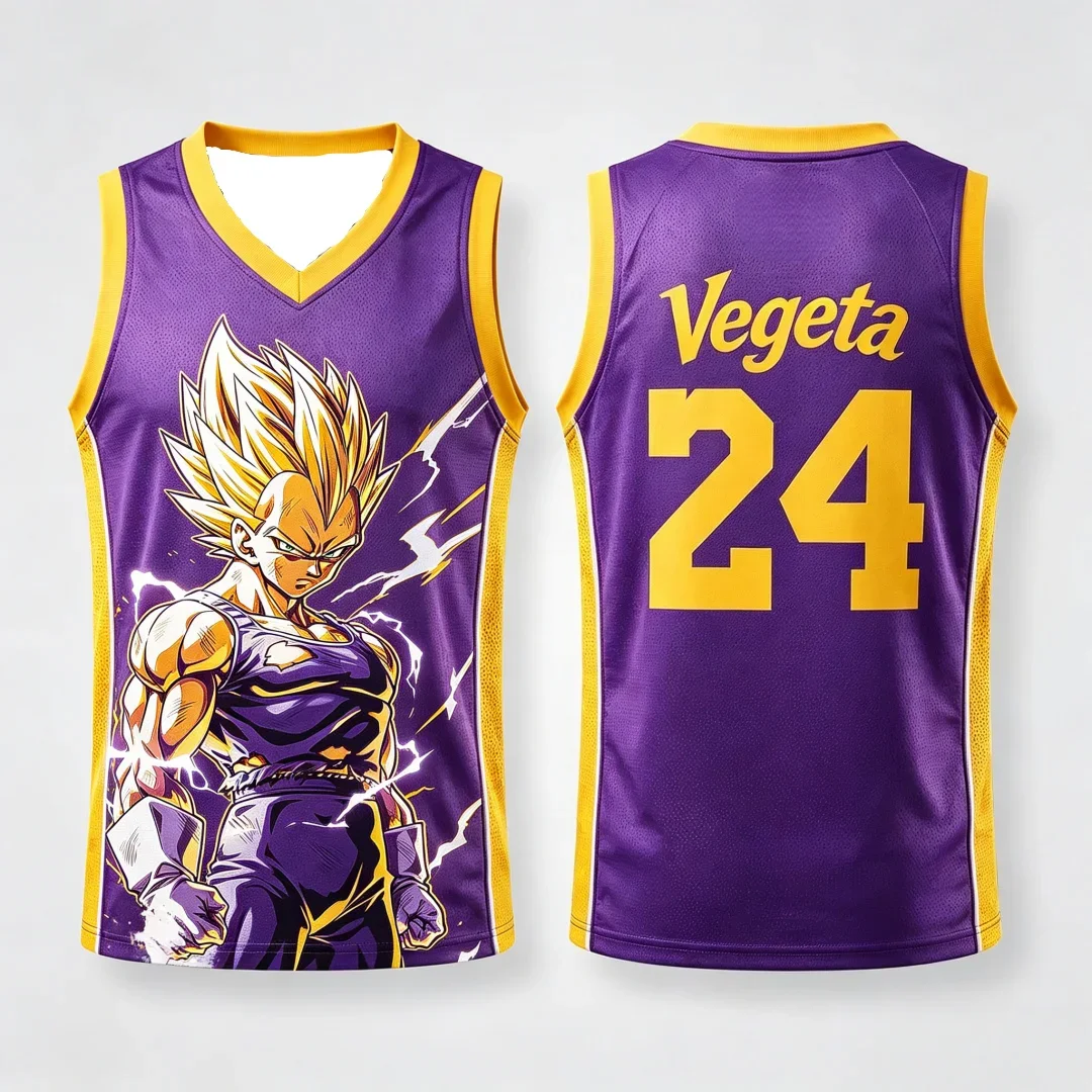 26Dragon Ball Vegeta Super Saiyajin # 23 Basketball-Trikotweste, atmungsaktive Sportbekleidung mit Anime-Motiv, Streetwear für Eltern und Kinder – Detail 17