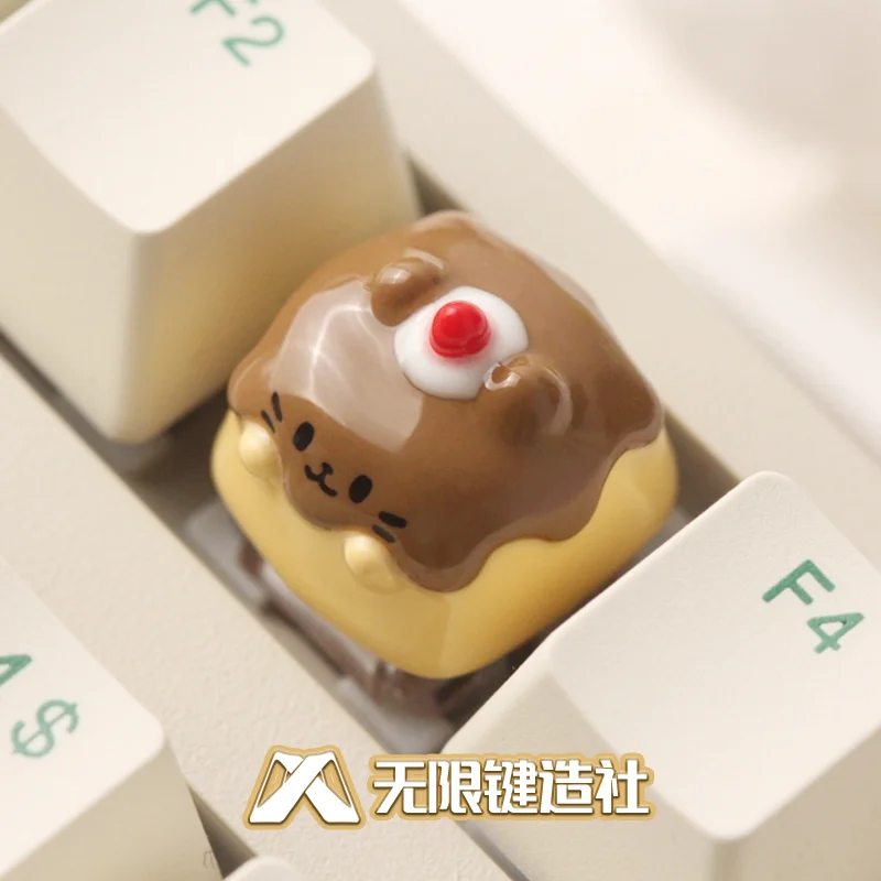 DIY Pudding Cat Cute Keycaps Original Personalized Custom Resin Mechanical Keyboard Keycaps Single ESC Key