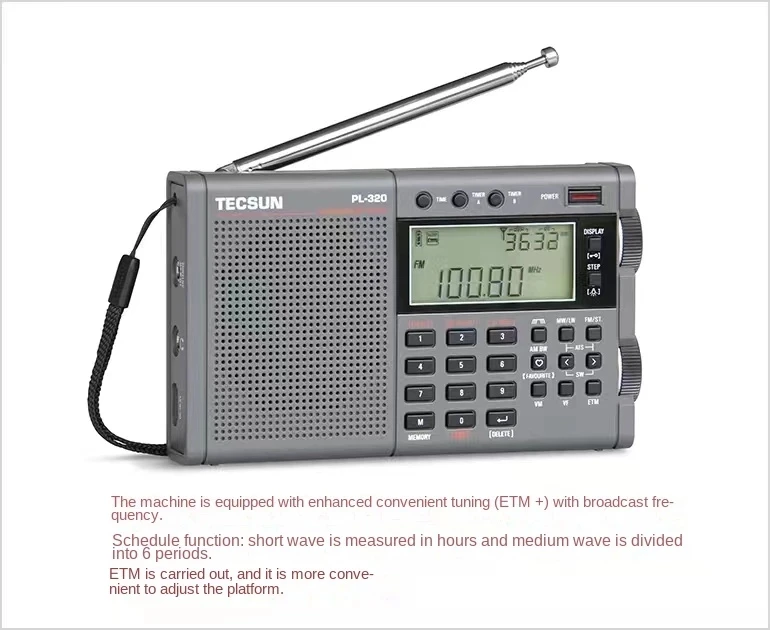TECSUN-PL-320 راديو كامل النطاق ، جهاز استقبال DSP ، FM ، AM ، SW ، WM ، محمول ، ستيريو ، جديد