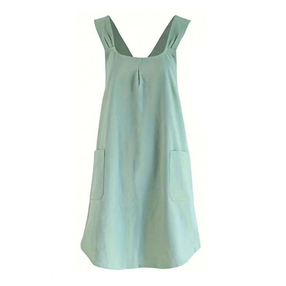 Cooking Apron Cotton Linen Back Apron with Pockets for Cooking Baking Japanese Style Pinafore Dress Garden Kitchen for Home
