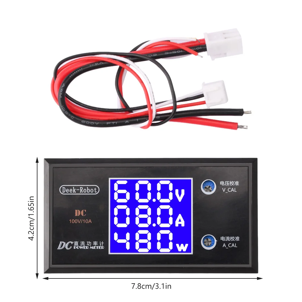 DC 0-100V 10A LCD-Display Digitales Voltmeter Amperemeter Wattmeter Spannungs-Strom-Leistungsmessgerät Spannungs- und Stromdetektor 12V 24V 36V 1000W – Detail 3