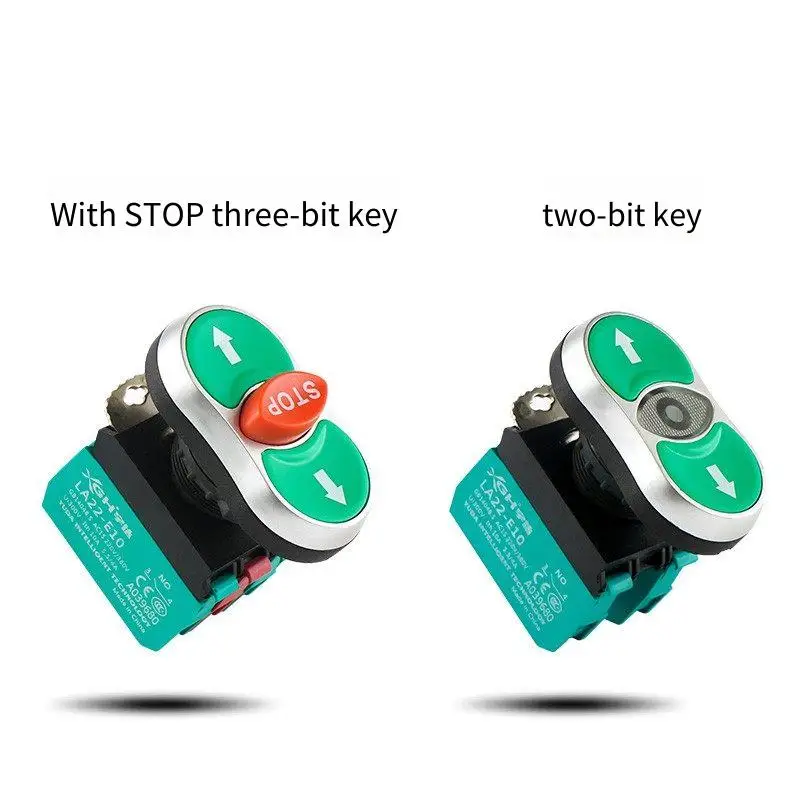 LA22E-11RD/STOP Double Button Self-Reset Control Switch 22mm Small with Light Module - Electronic Component