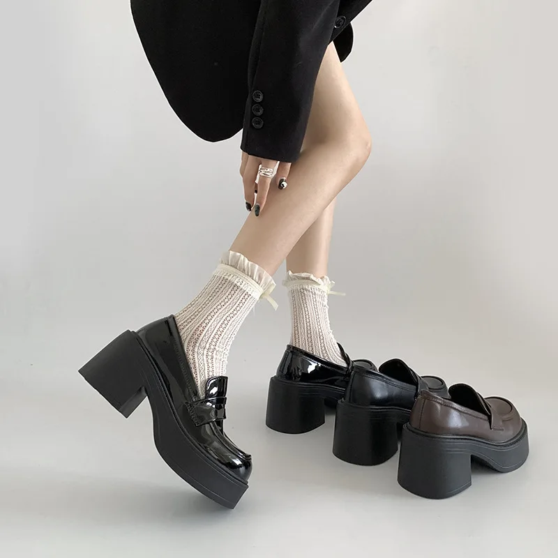 Elevated Heel Mary Jane Small Leather Oes Women's Briti Sle Spring Autumn 2026 New Thi Bot Heightening Loers