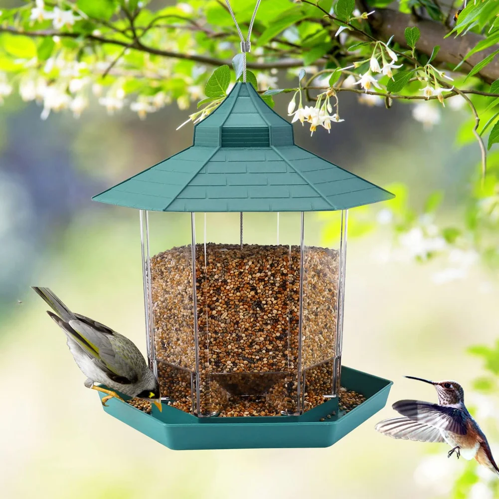 Hanging Wild Bird Feeder Waterproof Gazebo Outdoor Container With Hang Rope Feeding Bird Feeder Garden Decor Pet Supplies