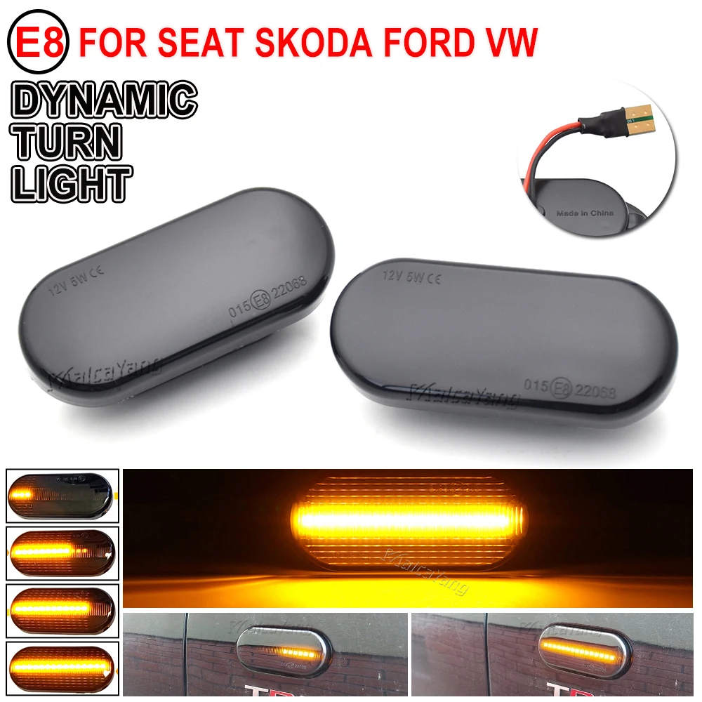 2pcs Dynamic Blinker LED Turn Signal Light Side Marker Lamp For SEAT Ibiza 6L Leon 1M Altea Alhambra Exeo Toledo Cordoba Arosa