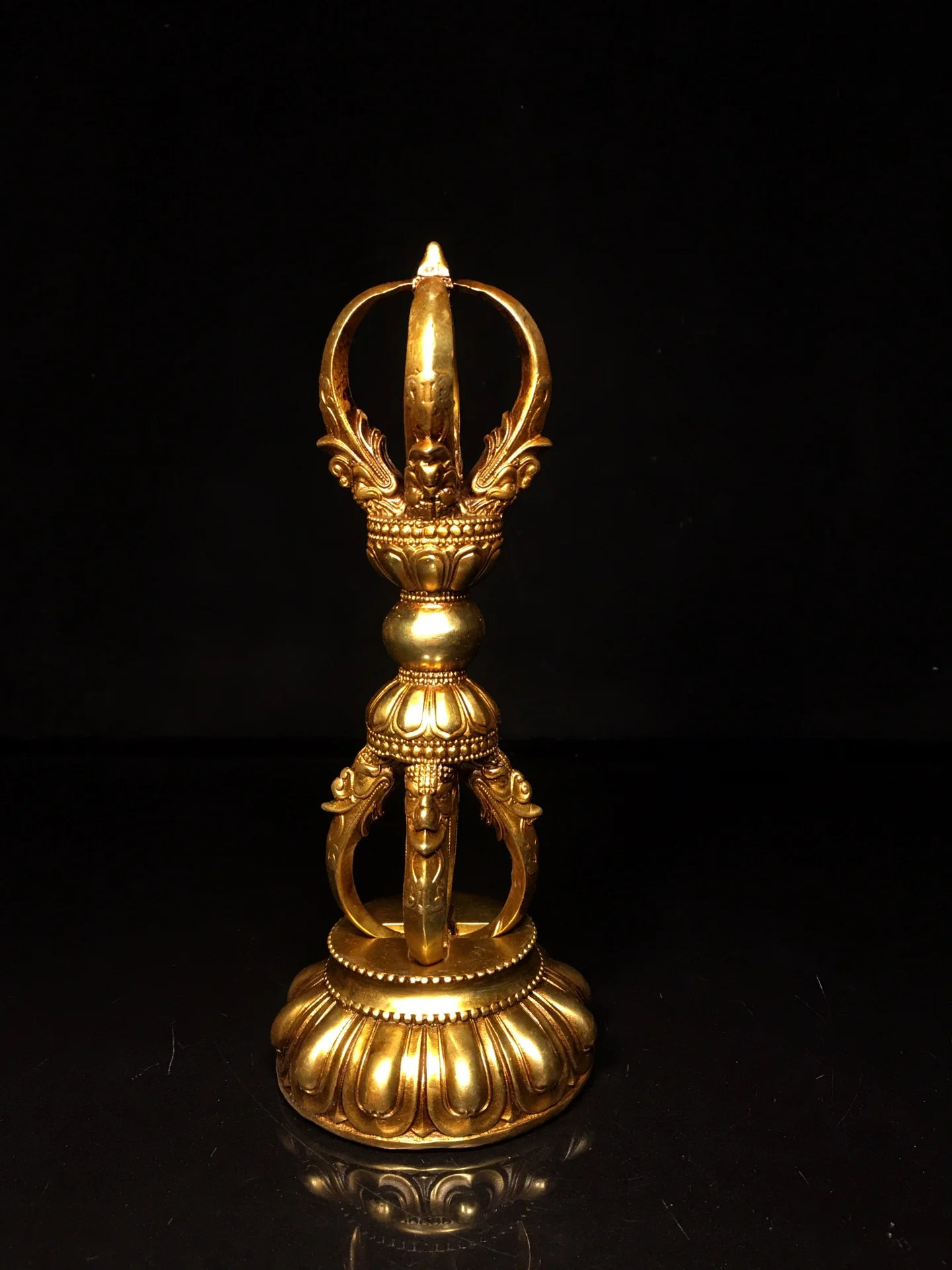 Tibetan brass gilt five-stranded vajra pestle to subdue demons pestle Jutang offering incense case ornaments decorative crafts 2