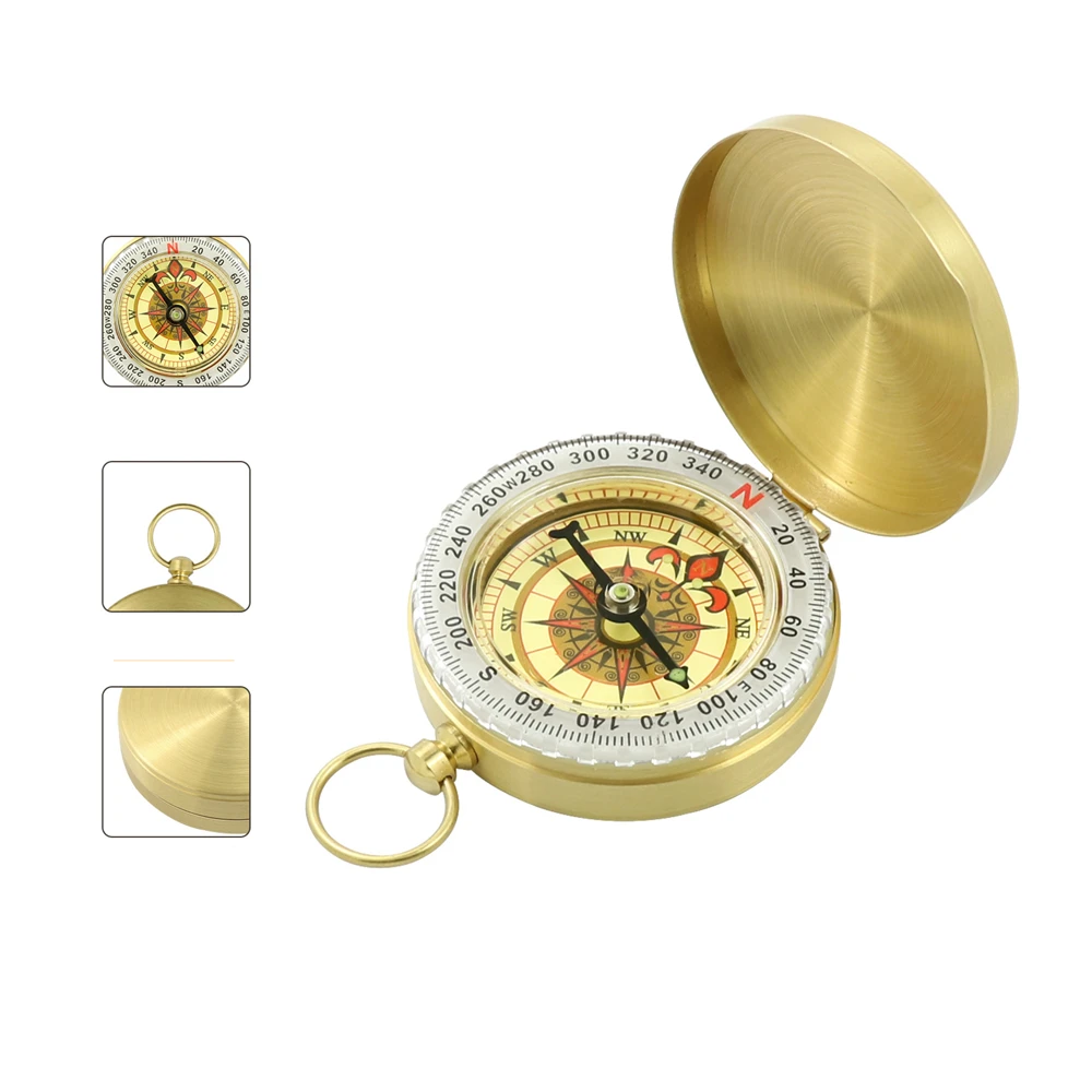 Boussole de survie pour le camping, boussole de poche en métal, boussole pour la randonnée, le camping, la chasse, outil de navigation en plein air, 1 pièce