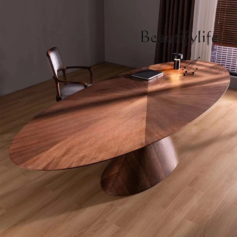 

North America Black Walnut Wood Table Villa B & B Large Flat Floor Minimalist Desk Ufo Dining Table