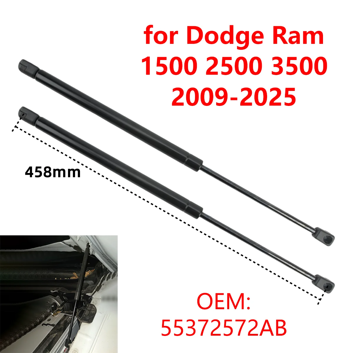 2 uds 55372572AB para Dodge Ram 1500 2500 3500 2009-2025 capó de motor delantero de coche puntales de Gas varillas de soporte de elevación
