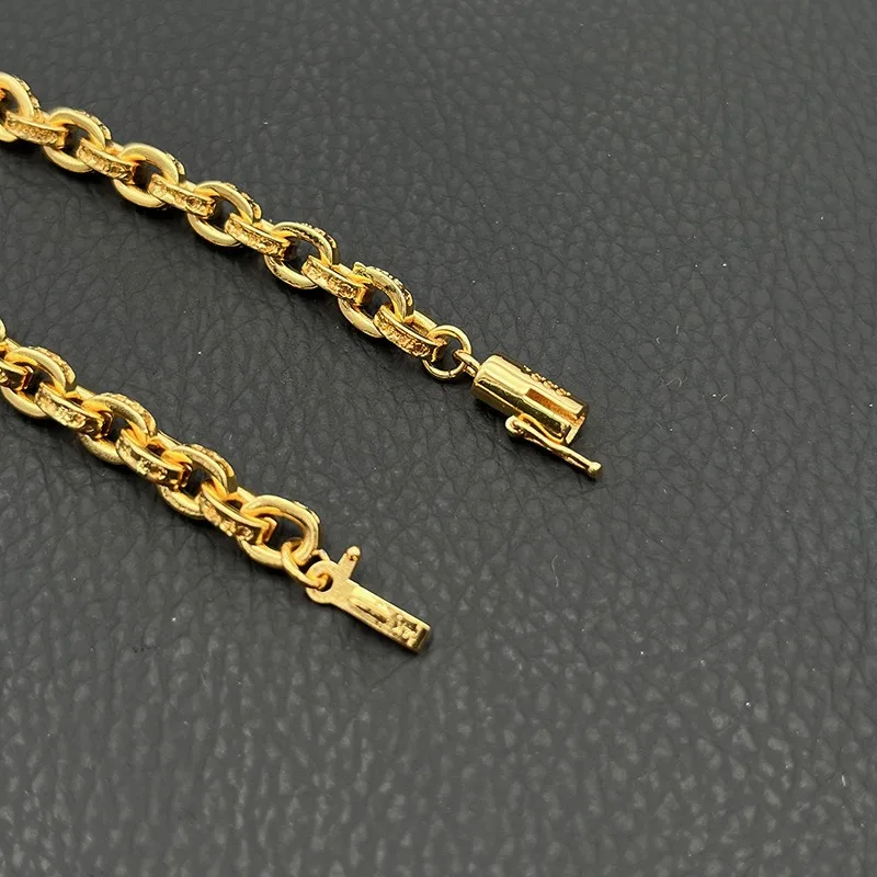 High-end Retro Fine Gold Letter Bracelet Men's and Women's Cross Classic Trendy Brand Jewelry Men's Domineering