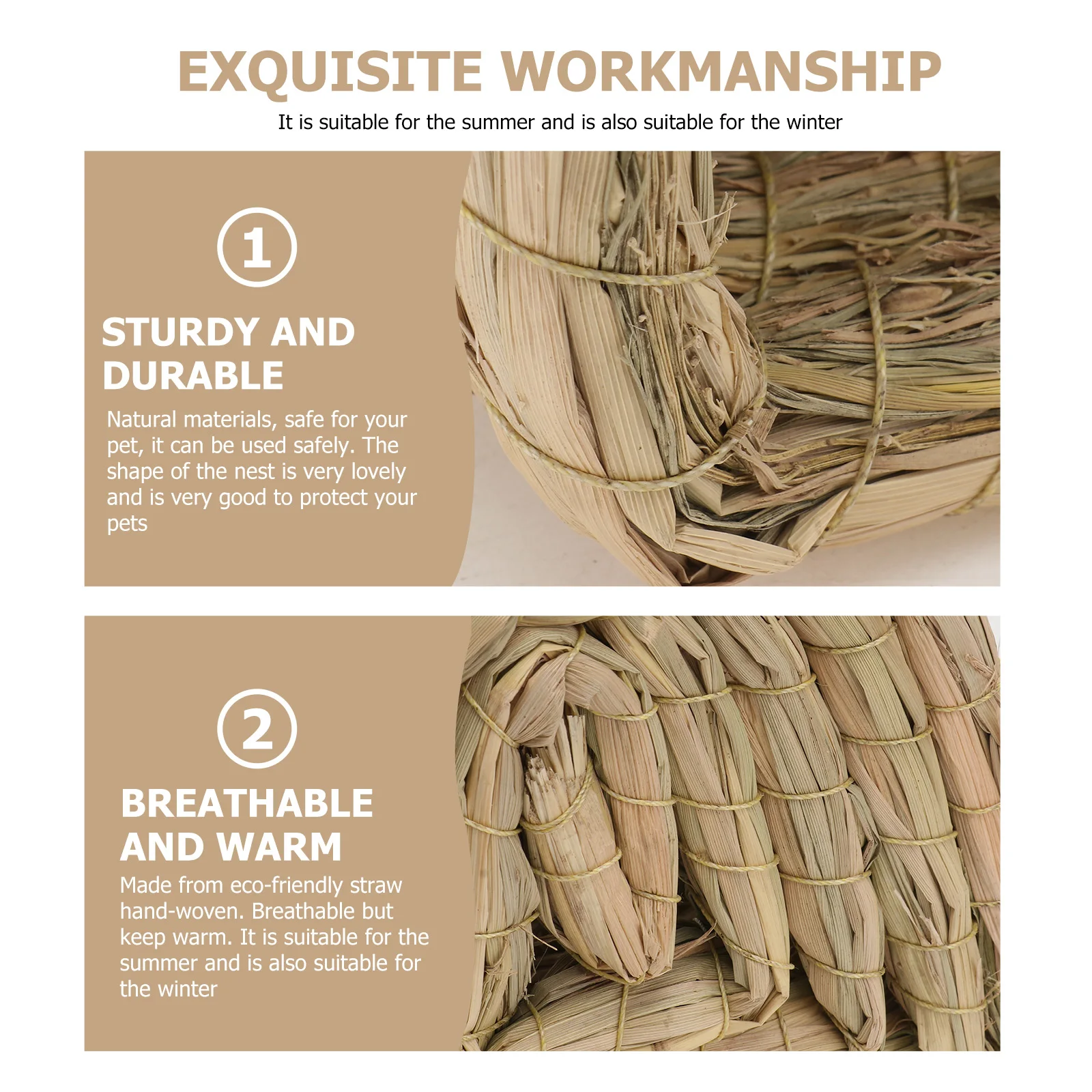 

1pc Handmade Foldable Natural Grass Nest For Pets Woven Pet Sleeping Comfortable Resting Nest Decorative Pet Supplies