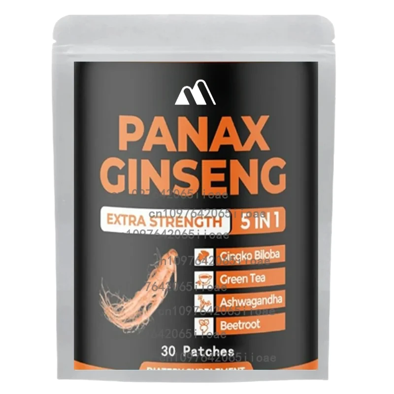 Zolotus Red Panax Ginseng Transdermal Patches with Ginkgo Biloba Boost Energy, Memory,Immune System 30 Patches