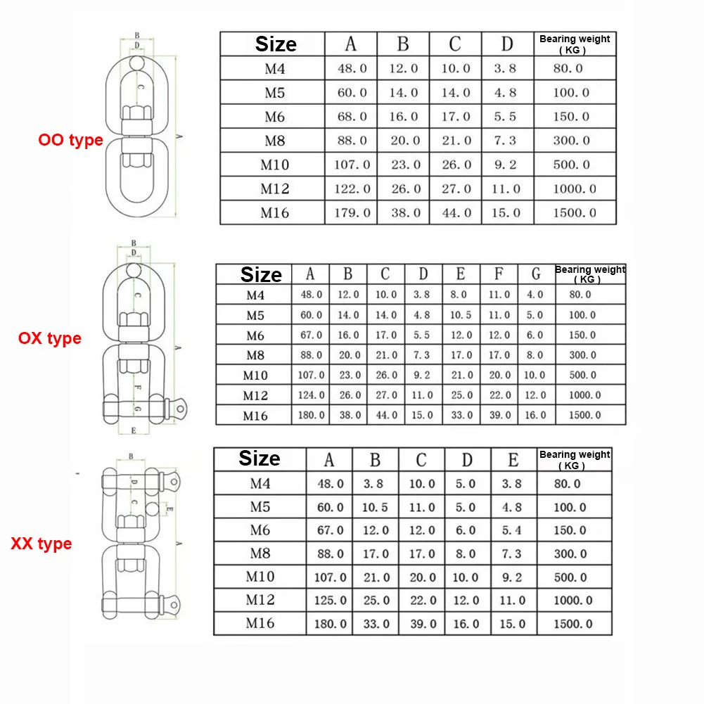 1pcs 304 Stainless Steel Swivel Double Eye Hook Lifting Swivel Ring Swivel Hook M3 - M16 Linking Ring Chain Buckle Dog Chain