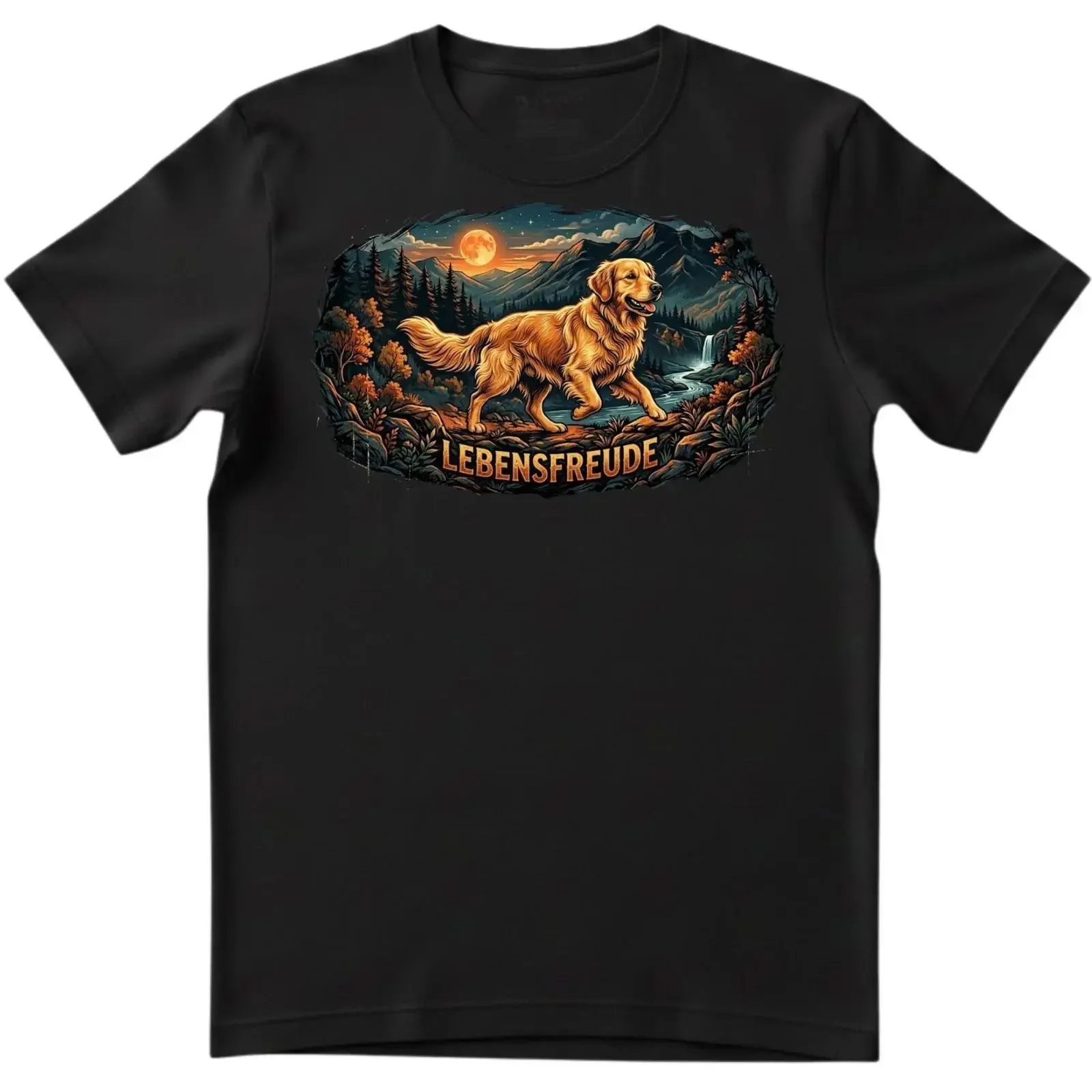 Herren T Shirt Lebensfreude Golden Retriever Hund Spruch Natur Motiv Geschenk vintage Washed Breathable Versatile