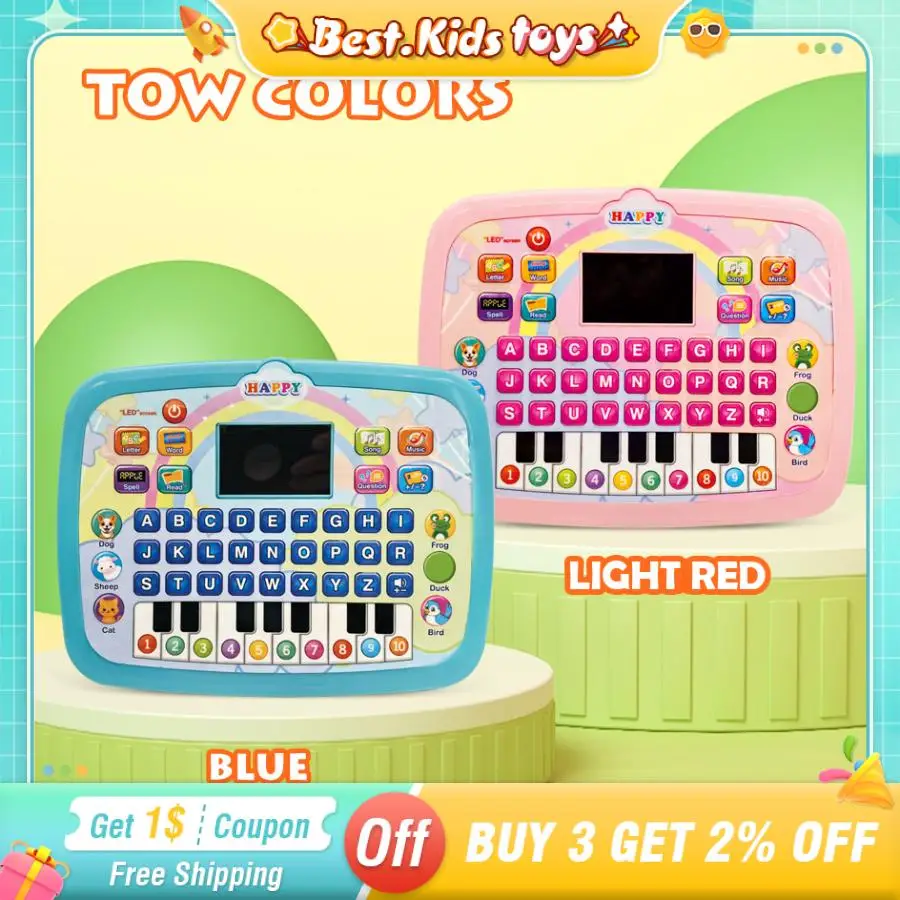 Engelse leermachine voor kinderen met muziek LED-verlichting Simulatie Dierengeluid Educatief kinderspeelgoed Kleine laptop