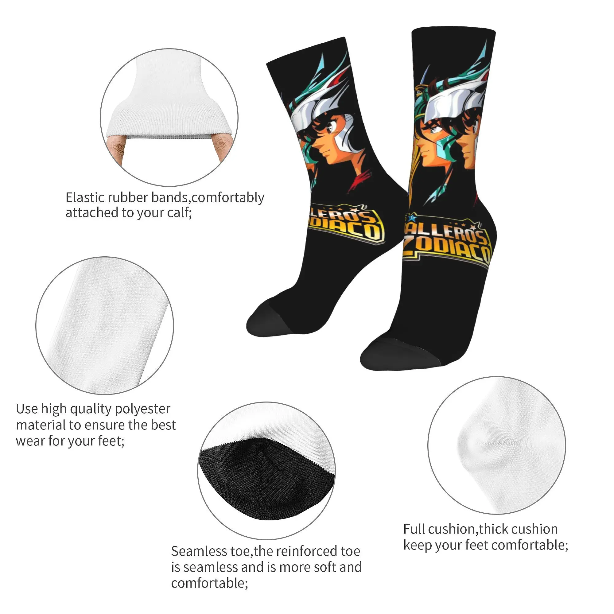 Men Women LOS CABALLEROS DEL ZODIACO Saints Seiyas  Socks Cute Funny Happy  Socks Harajuku Merch Middle Tube Socks Best Gift