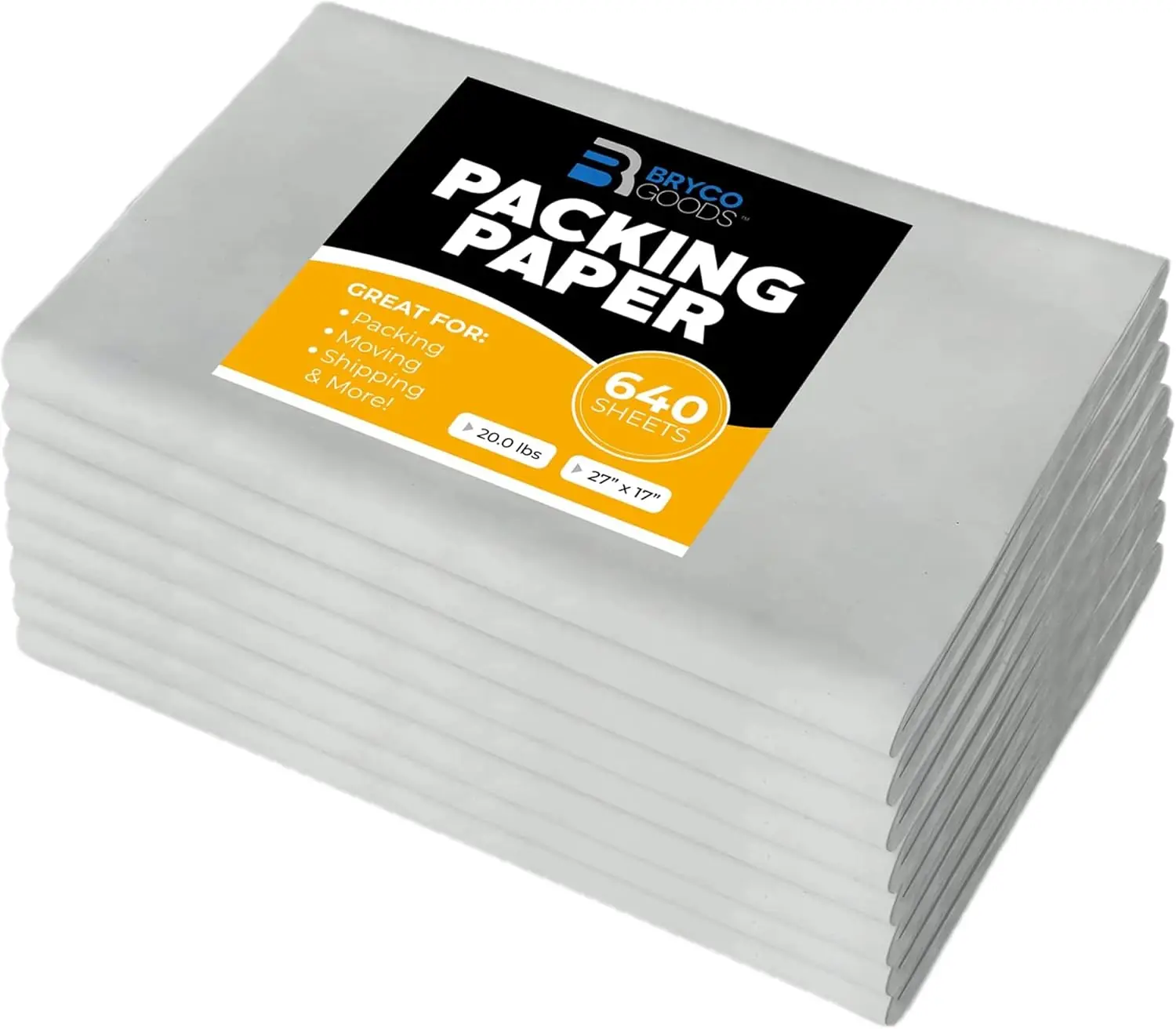 

Packing Paper Sheets for Moving | 640 Sheets | 27" x 17" | 20lb | Made in USA | Newsprint Paper | Must Have in Your Movi