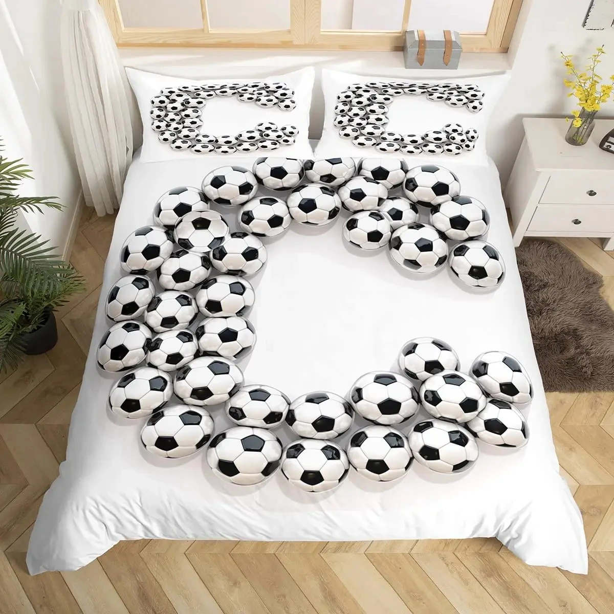 Soccer Ball Game Duvet Cover Football Bedding Set for Kids Boys Girls Teen Room Decor Soccer Ball Game Comforter Cover Twin King