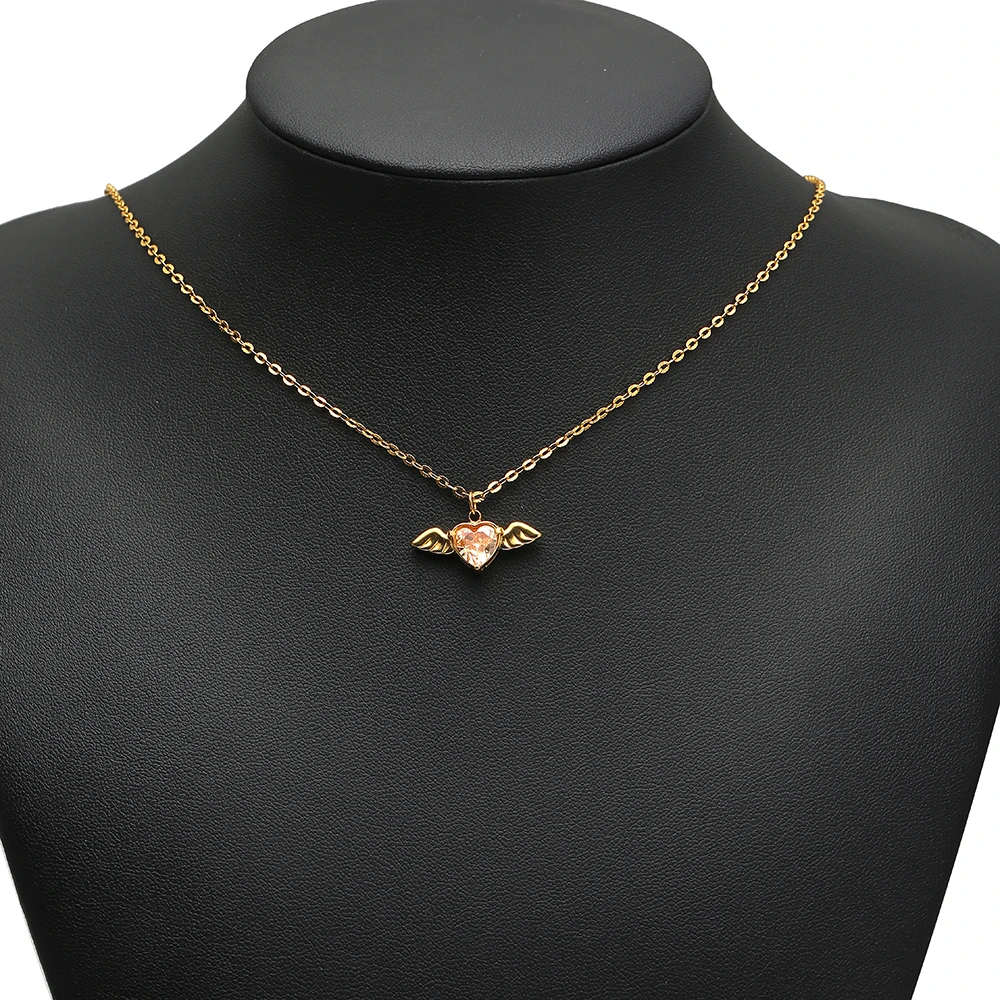 4 Stück Edelstahl-Flügel-Herz-Zirkon-Anhänger für DIY-Exquisite-Ohrringe, Armbandherstellung, Kinder-Halsketten-Charms, Schmuckzubehör – Detail 4
