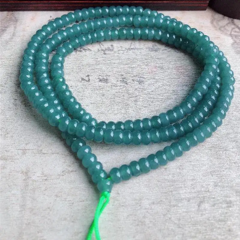 Genuine Myanmar Jadeite Blue Water Jade Bracelet Mala Beads 108 Necklace Grade A Burma Jade Abacus Beads Multilayer Bracelets