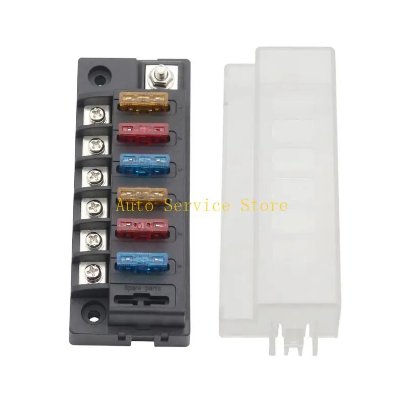 

462A Fuses Block, 32V Fuses Box Holder with Waterproof Cover,6 Circuits Fuses Panel with Negative Bus for Car Boats