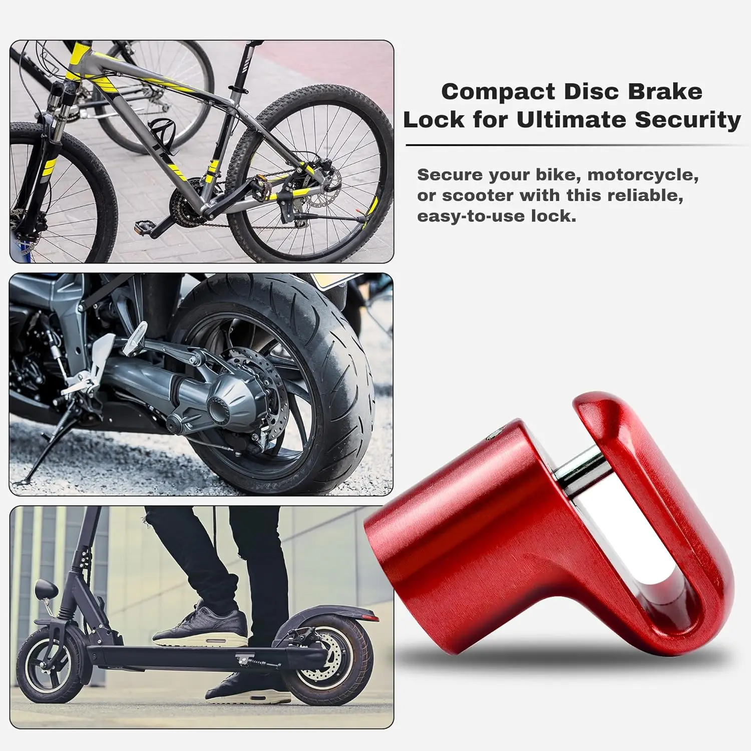 Disc Brake Lock for Motorcycle Accessories Heavy Duty Bike Bicycle Anti Theft Lock Compact Electric Scooter Ebike Powersports