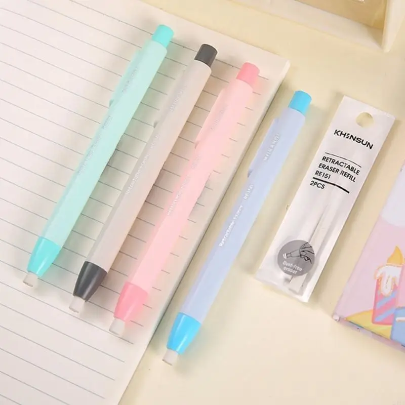 Retractable Eraser Pen Rubber Eraser with Retractable Sleeve Easy Erasing 24BB