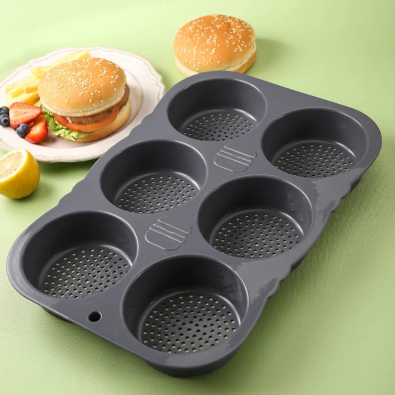 Food Grade Silicone Bread Baking Tray Household High-temperature Resistant Hamburger Mold Oven Air Fryer Baking Tool