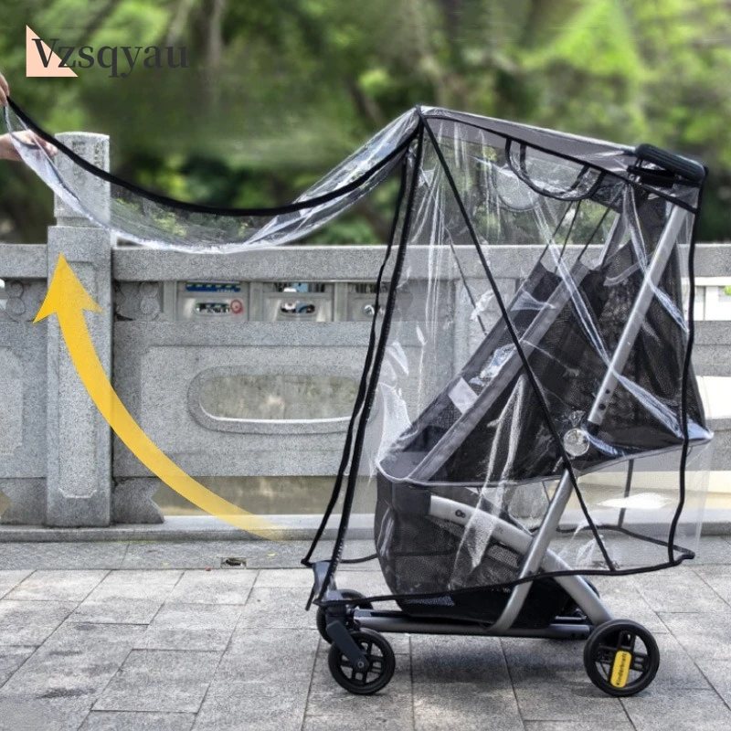 Transparent Baby Umbrella Stroller Rainproof Cover Waterproof Travel Pocket Stroller Rain Cover Nobstructed Stroller Accessories