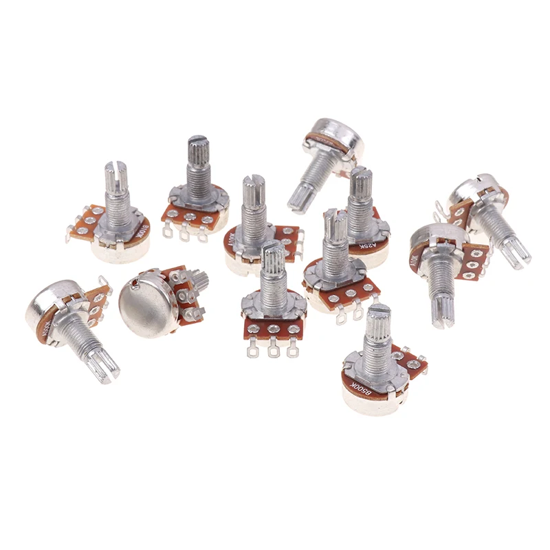 A500K B500K A250K B250K A50K B50K A25K B25K Potentiometer Splined Small Pot Electric Guitar Bass Effect Amp Tone Volume18mm