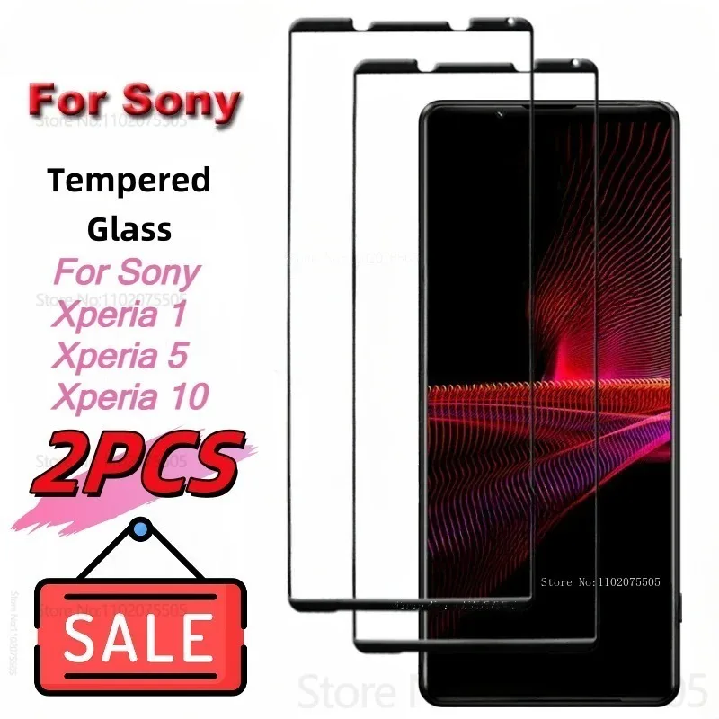 Paquete de 2 unidades de vidrio templado HD transparente antiarañazos para Sony Xperia 1/Xperia 1 VII/1 IV, película protectora sin burbujas Xperia 5V/10 IV/10 III