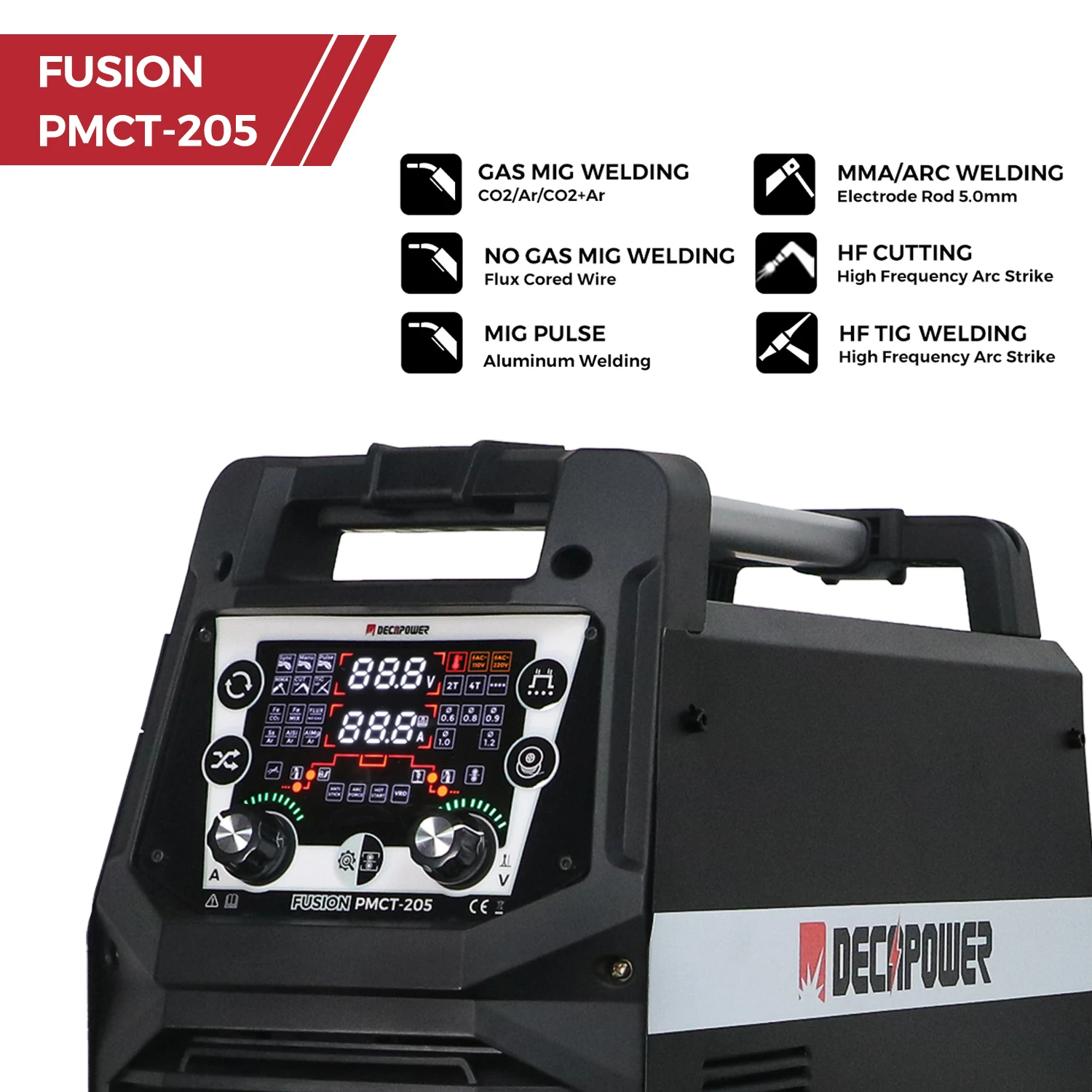 Decapower FUSION PMCT-205 6 In 1 Multi เครื่องเชื่อมเครื่องตัดพลาสม่า Mma Tig Mig เครื่องเชื่อม