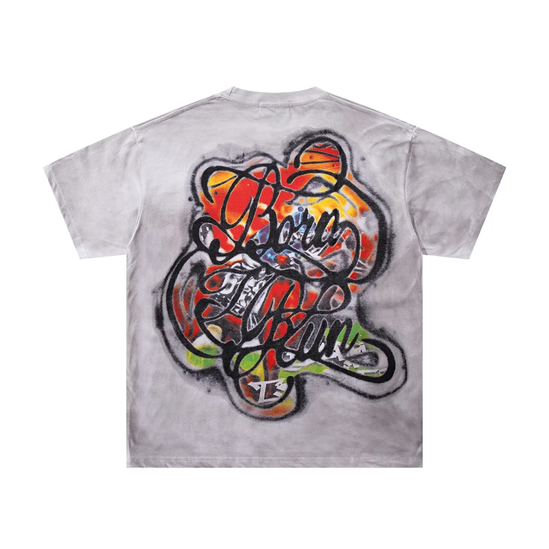Streetwear MAJESTIK T-Shirt Stud Rhinestone Letter Print Loose Fit Short Sleeve Men Women