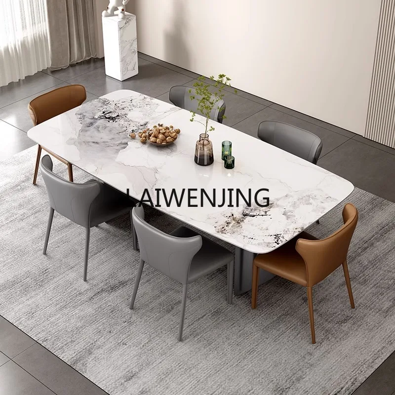 LYN rock slab dining table rectangular household stainless steel simple modern small apartment