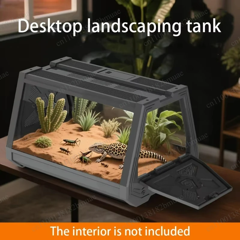Mini Reptile Habitat for Gecko Snake Frog Reptile Terrarium Desktop Ecological Tank Escape-Proof Ventilated Habitat Breeding Box